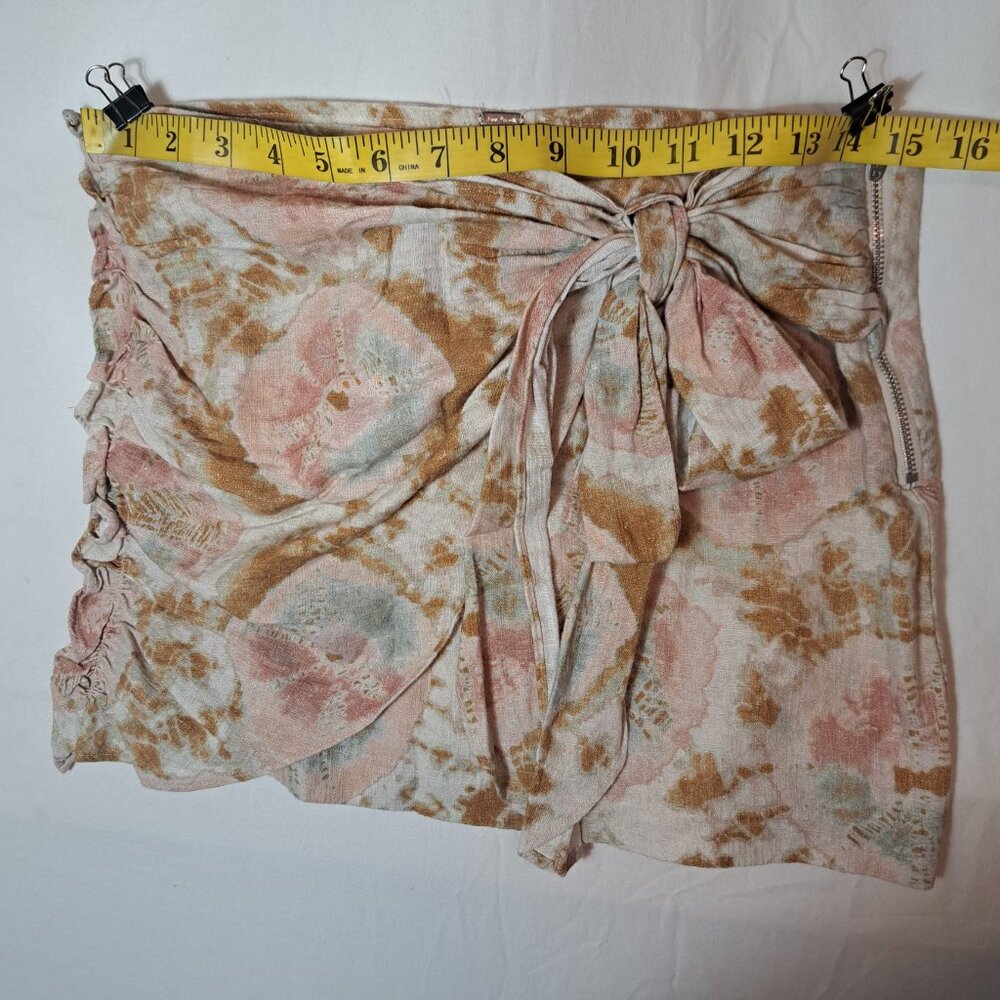 NWOT Free People Sweet As Beach Linen Mini Skirt Size 0 Color Neutral Combo - Picture 13 of 15